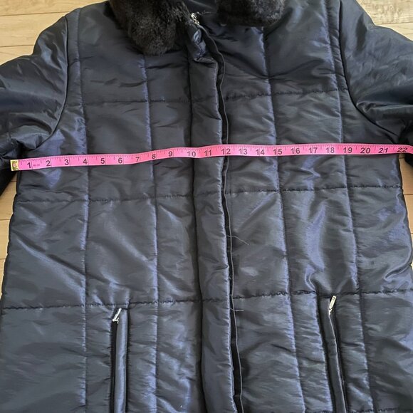 Y2K Jaclyn Smith Faux Fur Trim Quilted Coat | Women’s L | Mob Wife Old Money - Picture 7 of 8